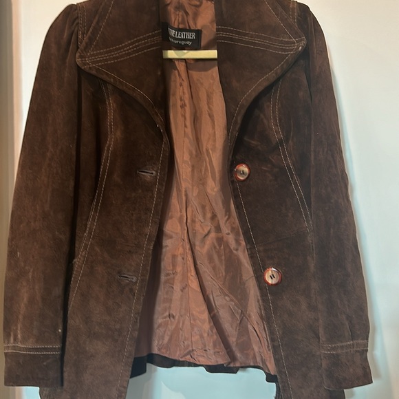Vintage brown leather suede jacket size 7/8 - Picture 12 of 13